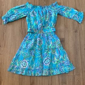 Lily Pulitzer off shoulder belted dress - size small, excellent condition